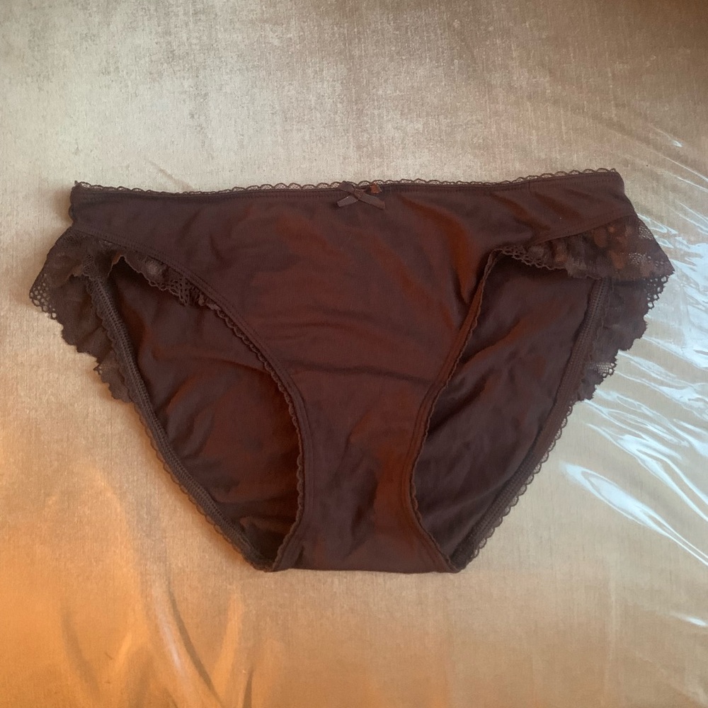 Brown Lace Trim Panties